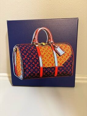 Louis Vuitton Navy and Orange Monogram Duffel Art Print